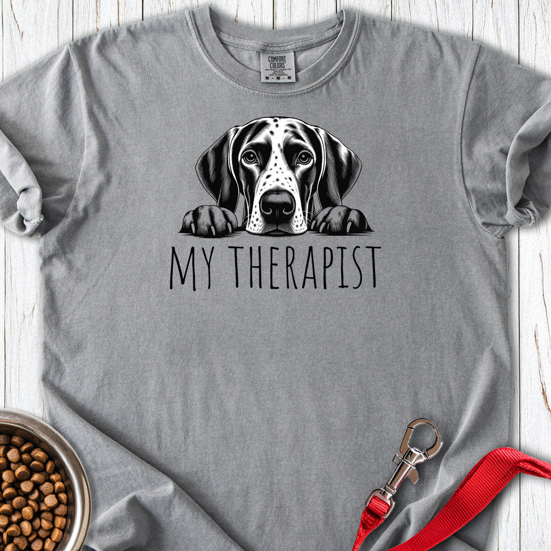 English Pointer My Therapist Premium Tee — Grey