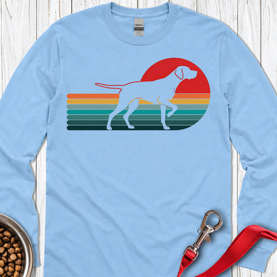 English Pointer Retro Sunset Long Sleeve — Carolina Blue
