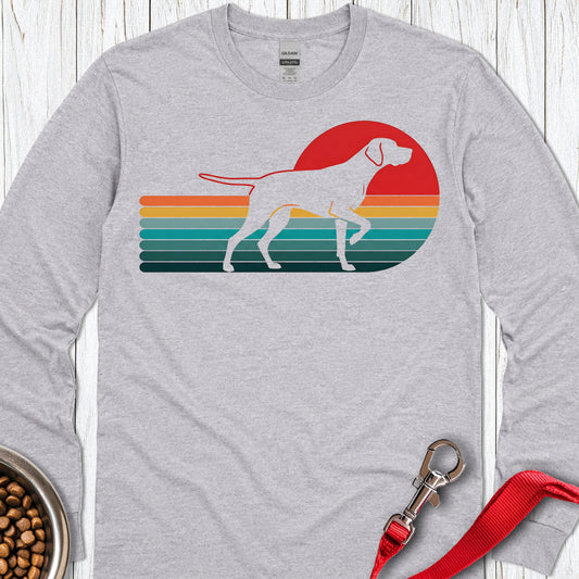English Pointer Retro Sunset Long Sleeve — Sport Grey