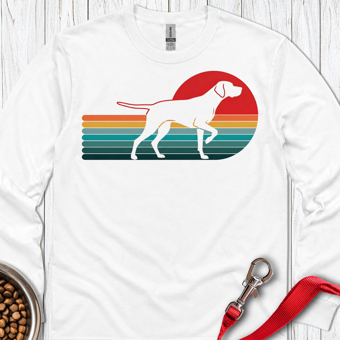 English Pointer Retro Sunset Long Sleeve — White