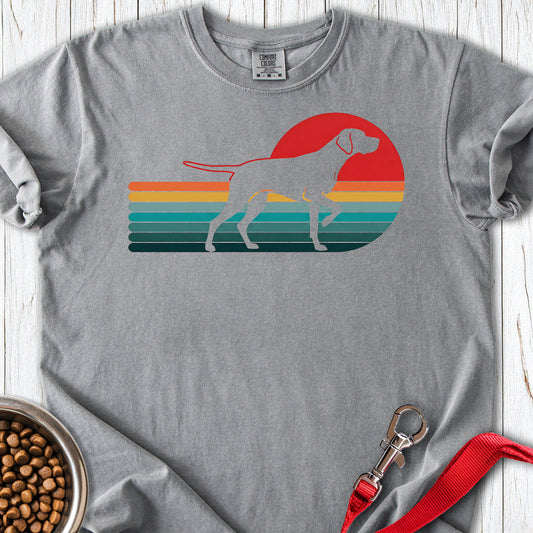English Pointer Retro Sunset Premium Tee — Grey
