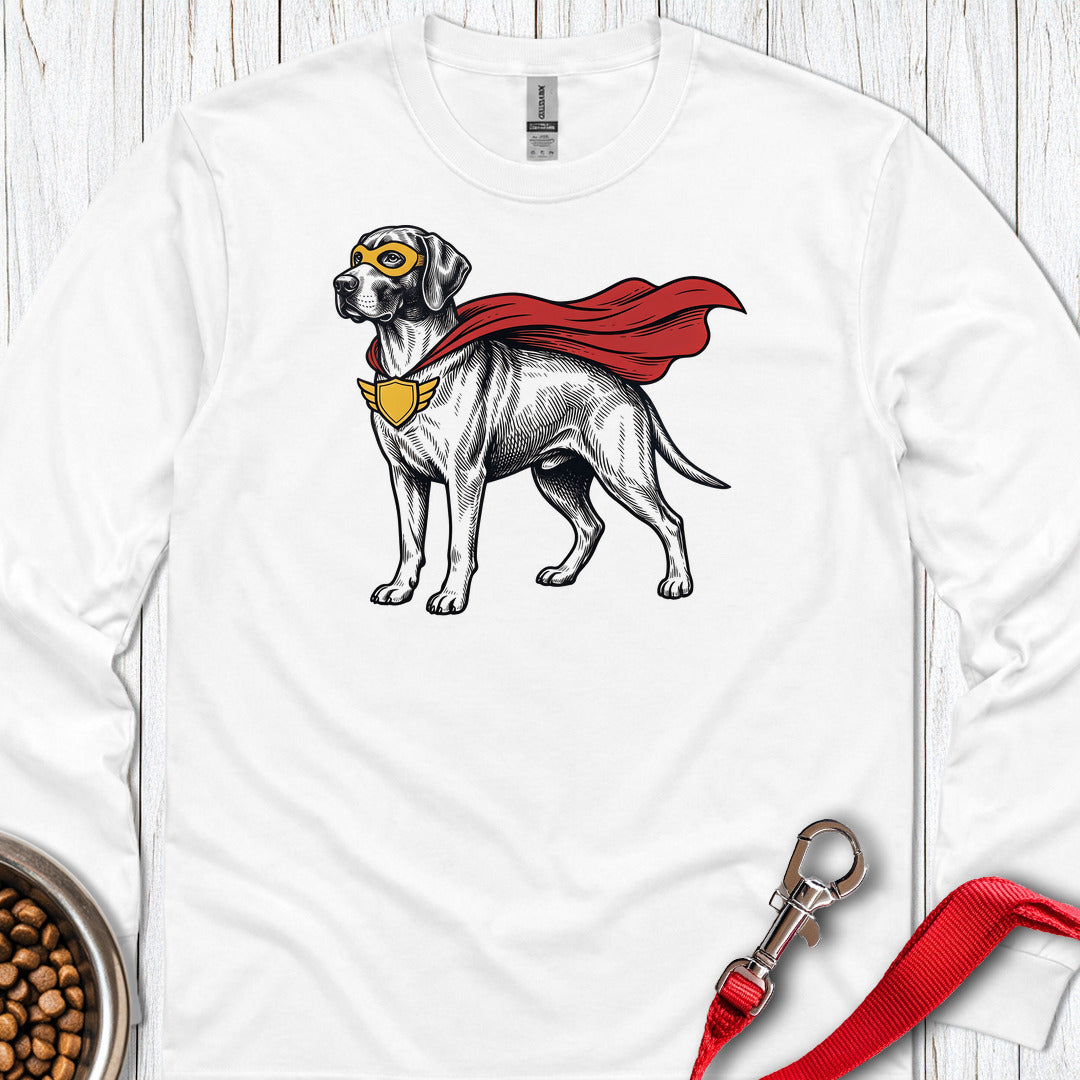 English Pointer Superhero Long Sleeve — White