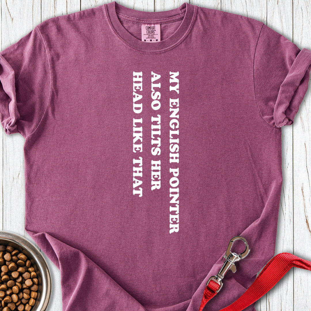 English Pointer Tilts Her Head Premium Tee — Berry