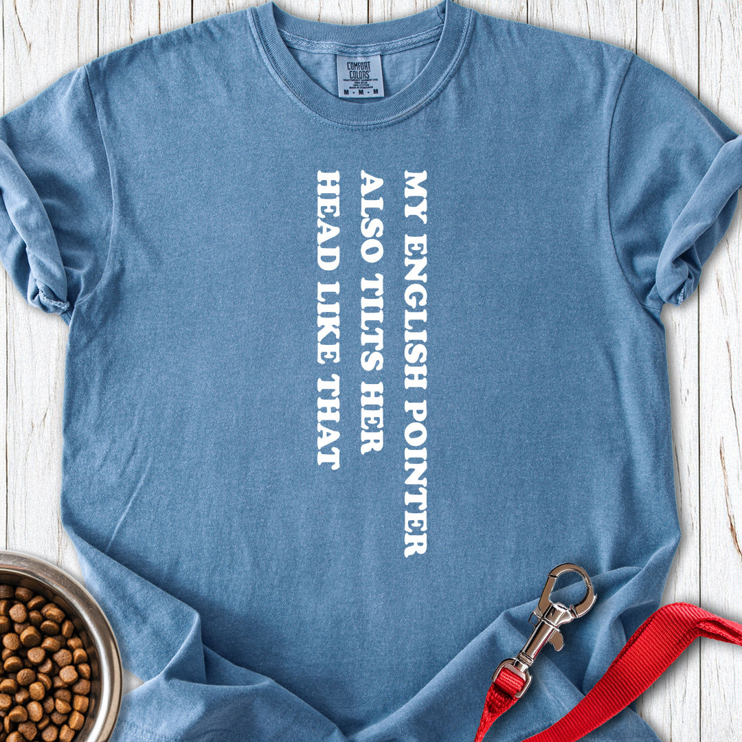 English Pointer Tilts Her Head Premium Tee — Blue Jean