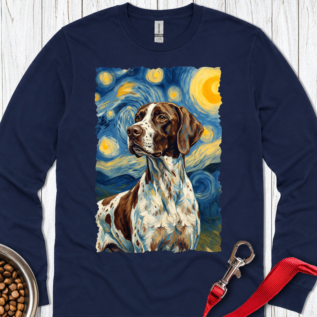 English Pointer Van Gogh Long Sleeve — Navy