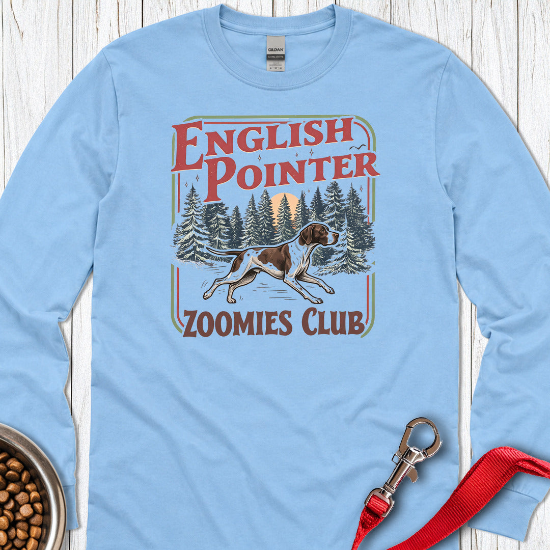 English Pointer Zoomies Club Long Sleeve — Carolina Blue