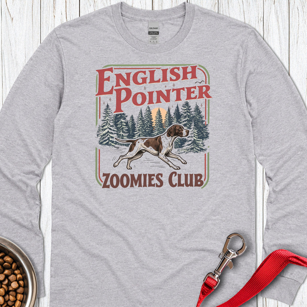 English Pointer Zoomies Club Long Sleeve — Sport Grey