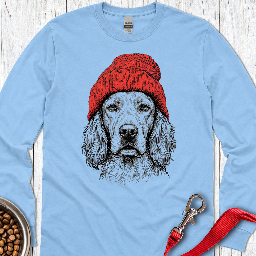 English Setter Beanie Long Sleeve — Carolina Blue