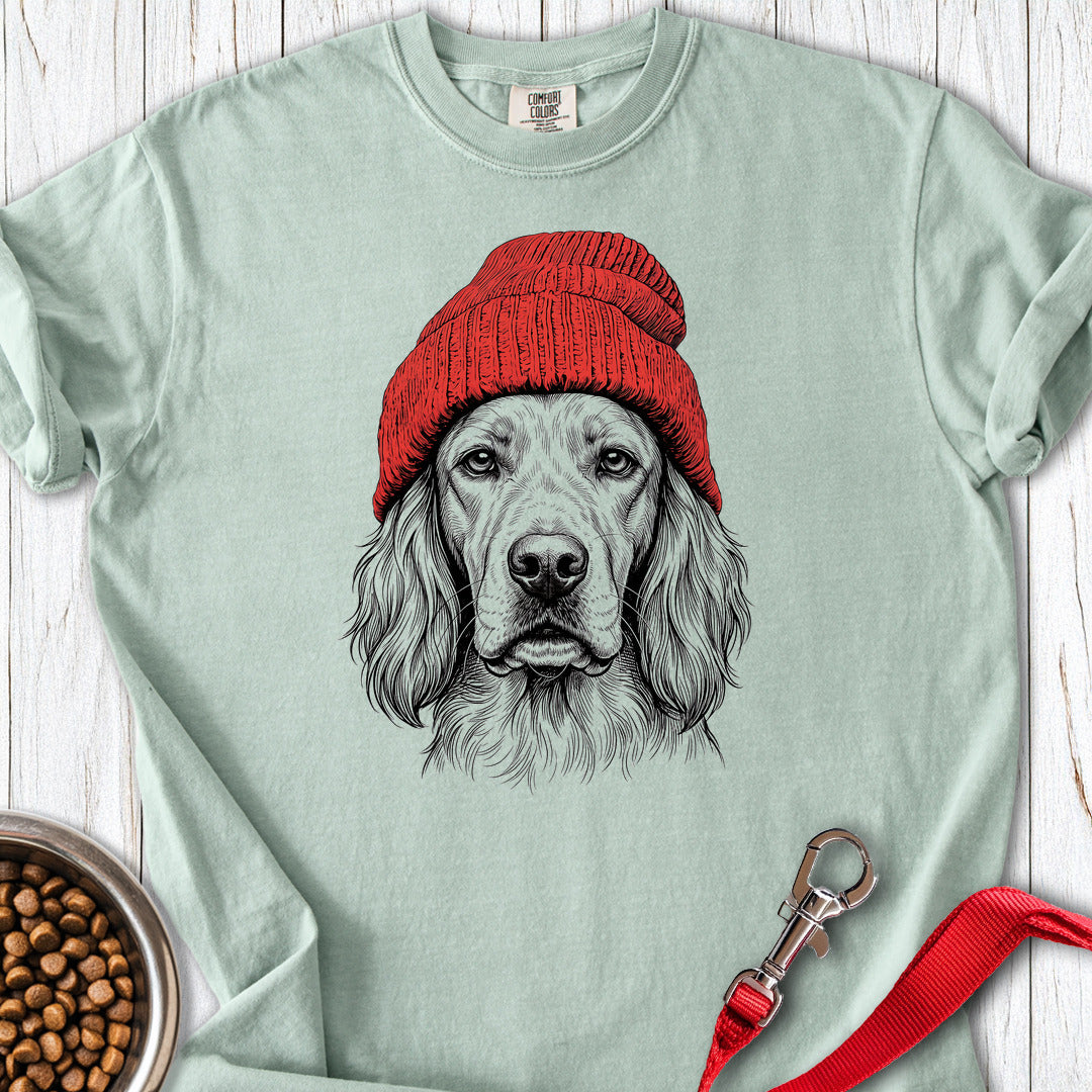 English Setter Beanie Premium Tee — Bay