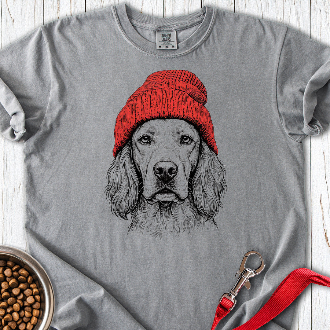 English Setter Beanie Premium Tee — Grey
