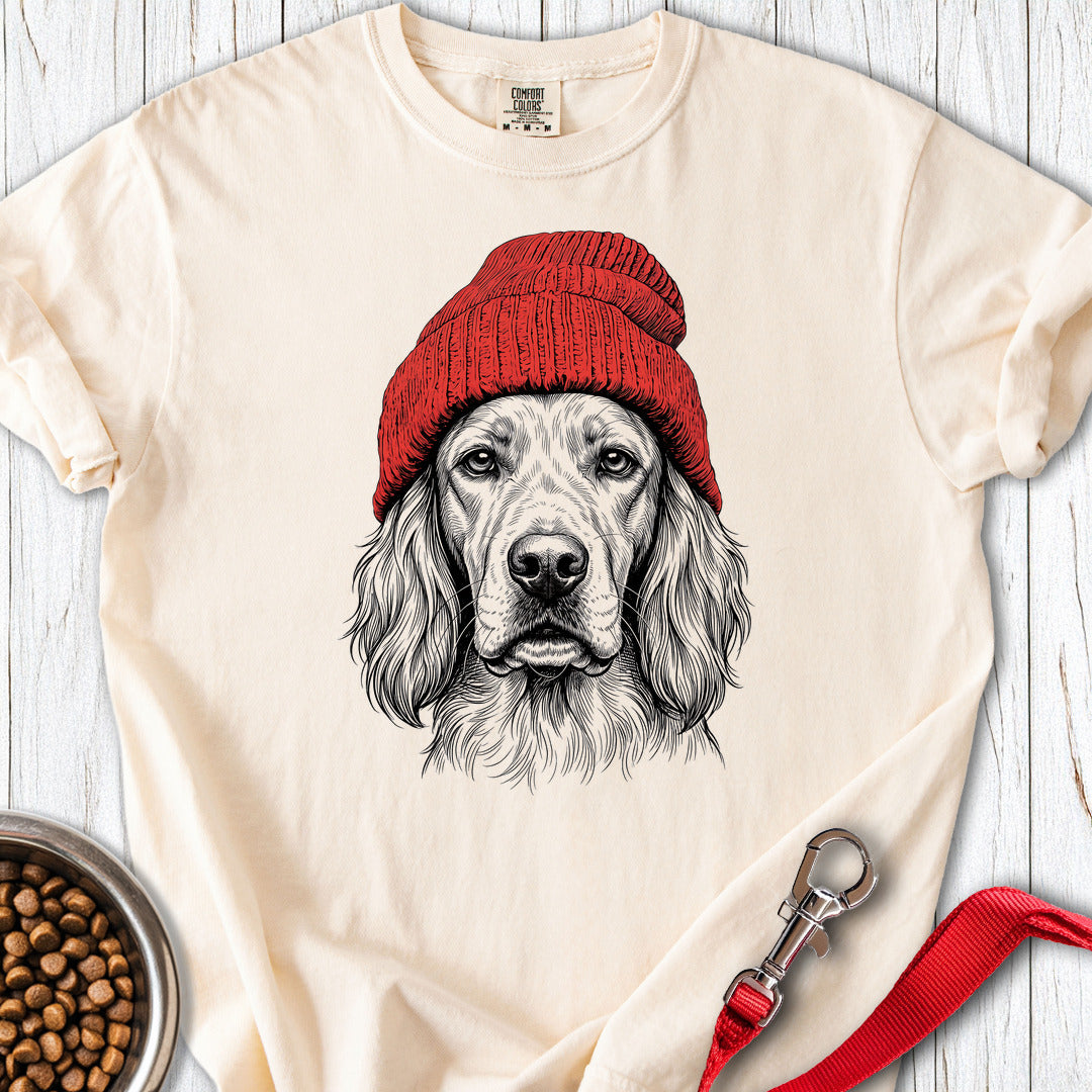 English Setter Beanie Premium Tee — Ivory