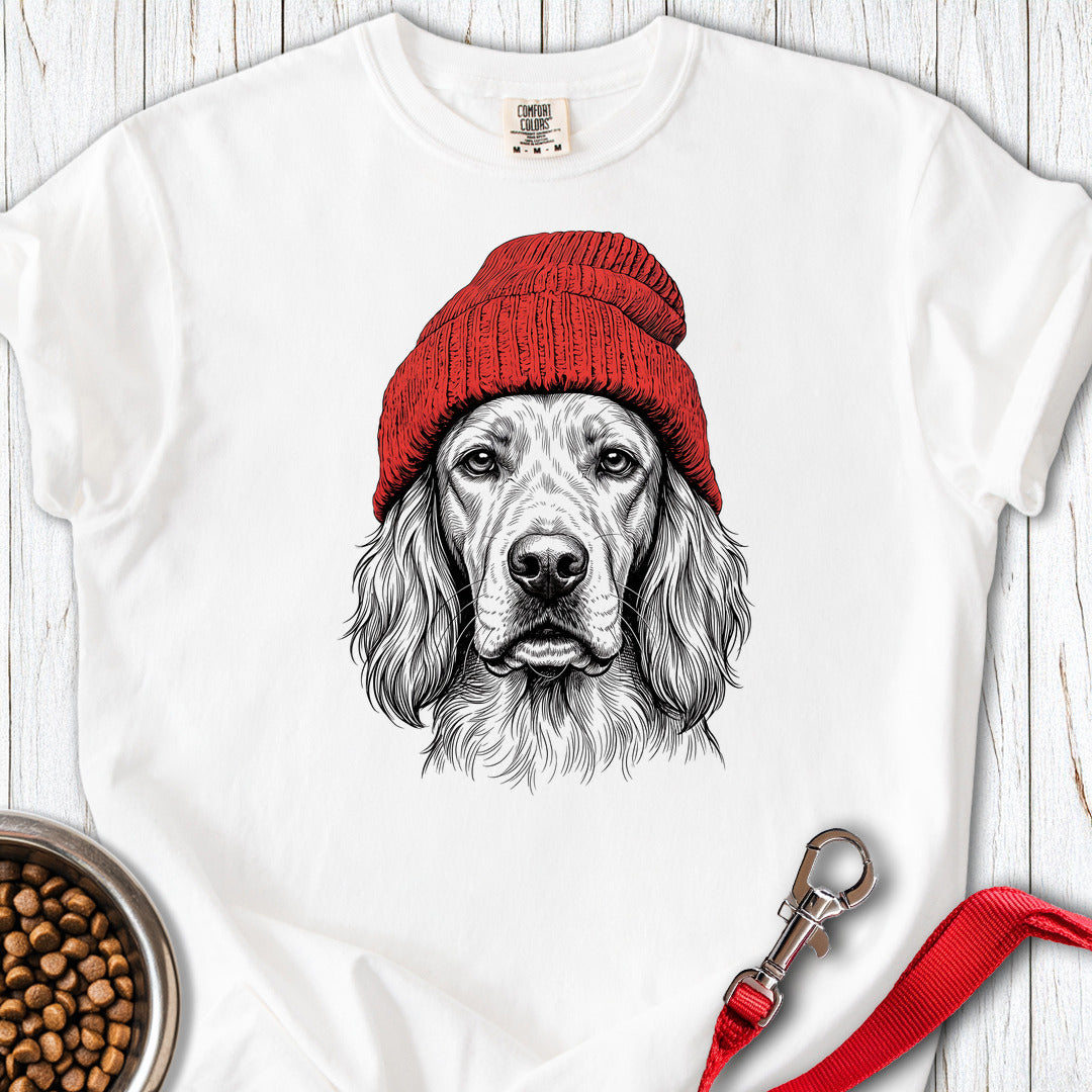 English Setter Beanie Premium Tee — White