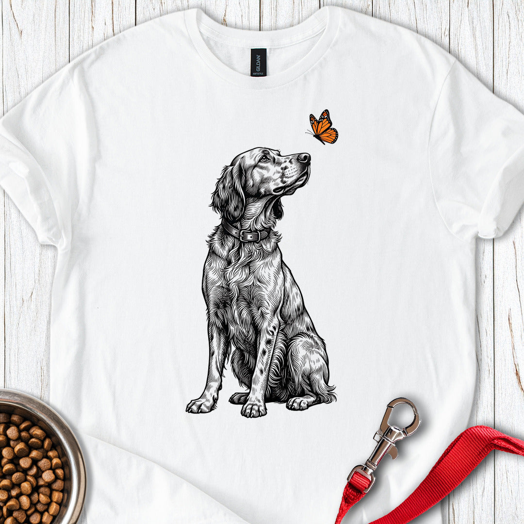 English Setter Butterfly — White