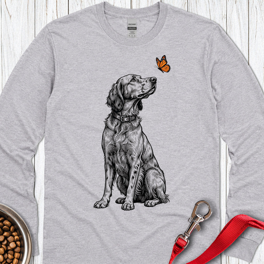 English Setter Butterfly Long Sleeve — Sport Grey