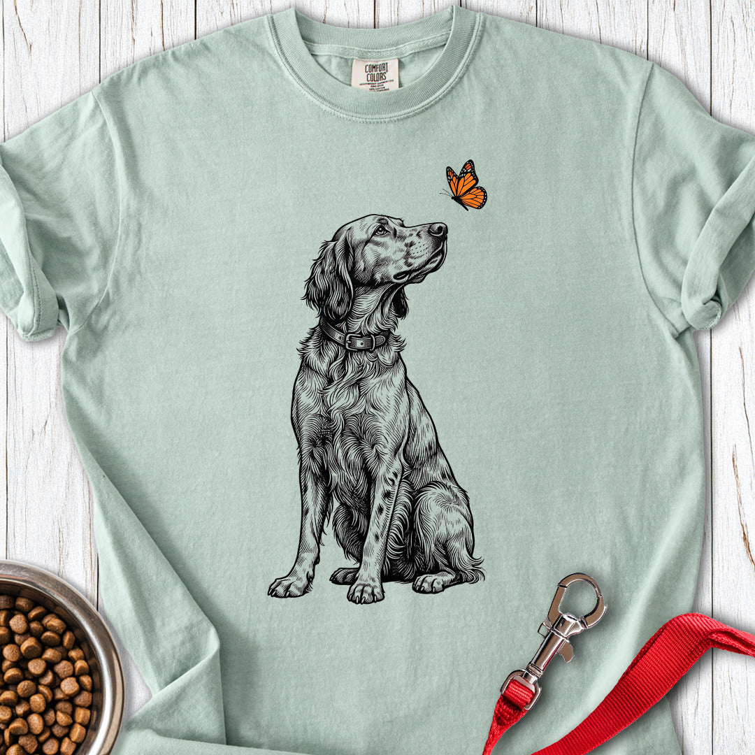 English Setter Butterfly Premium Tee — Bay