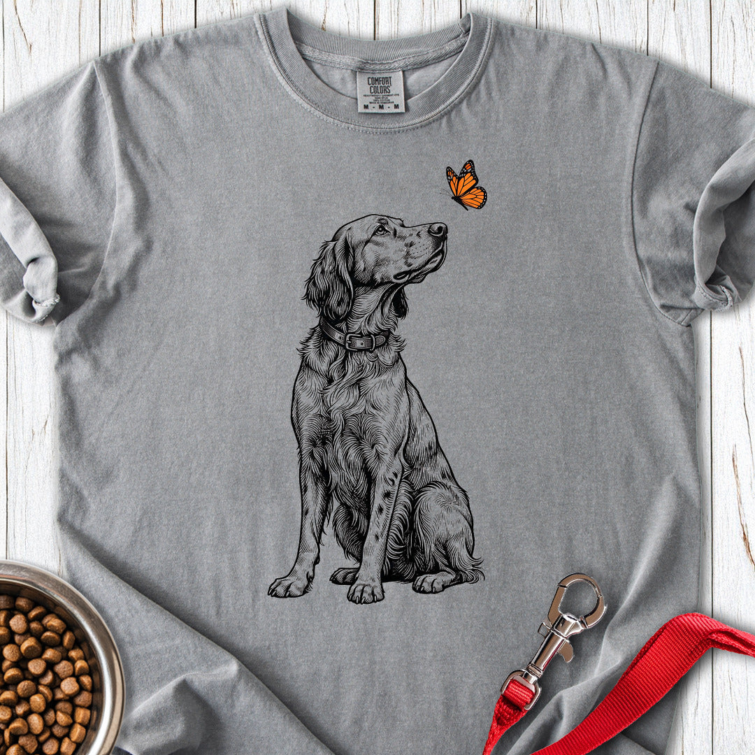 English Setter Butterfly Premium Tee — Grey