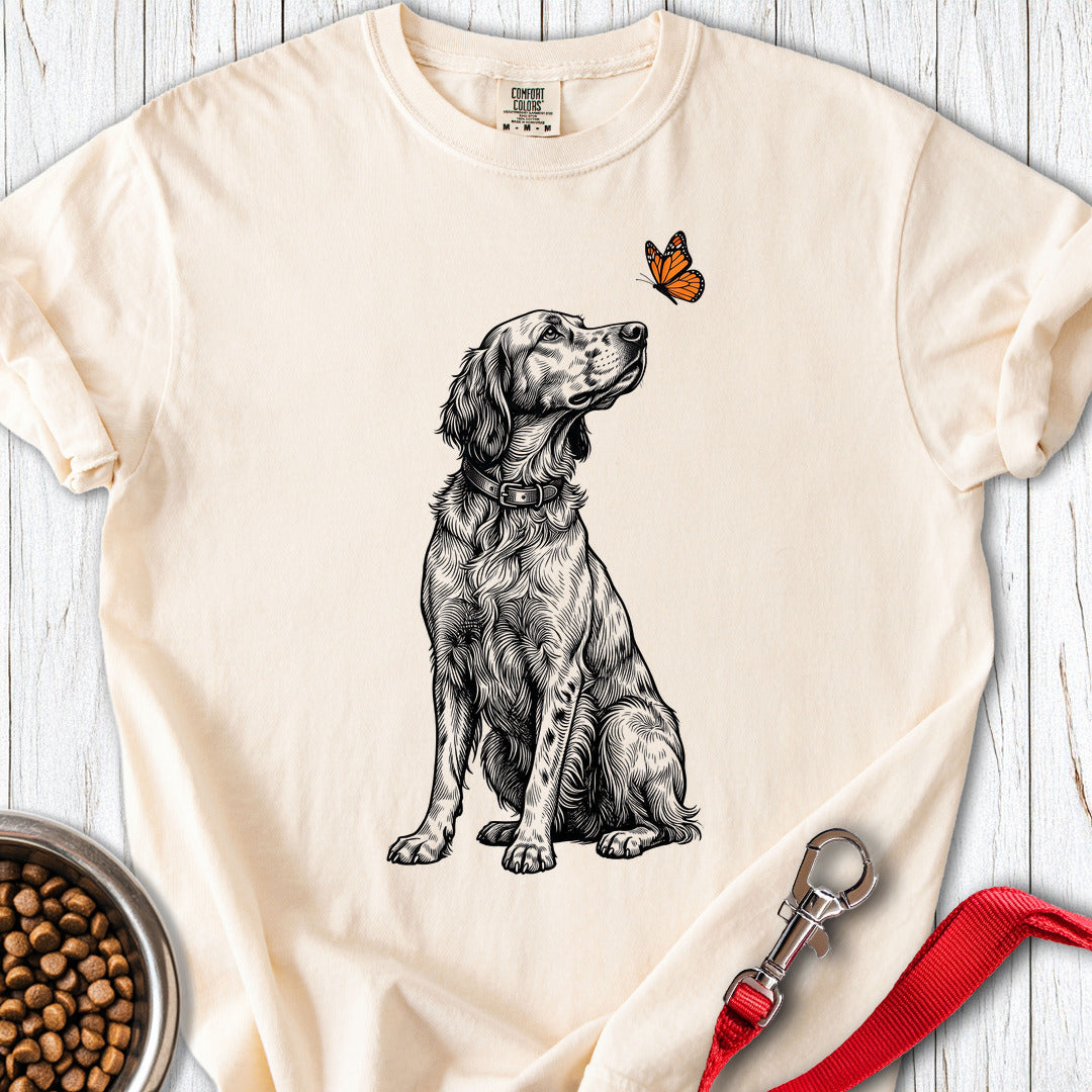 English Setter Butterfly Premium Tee — Ivory