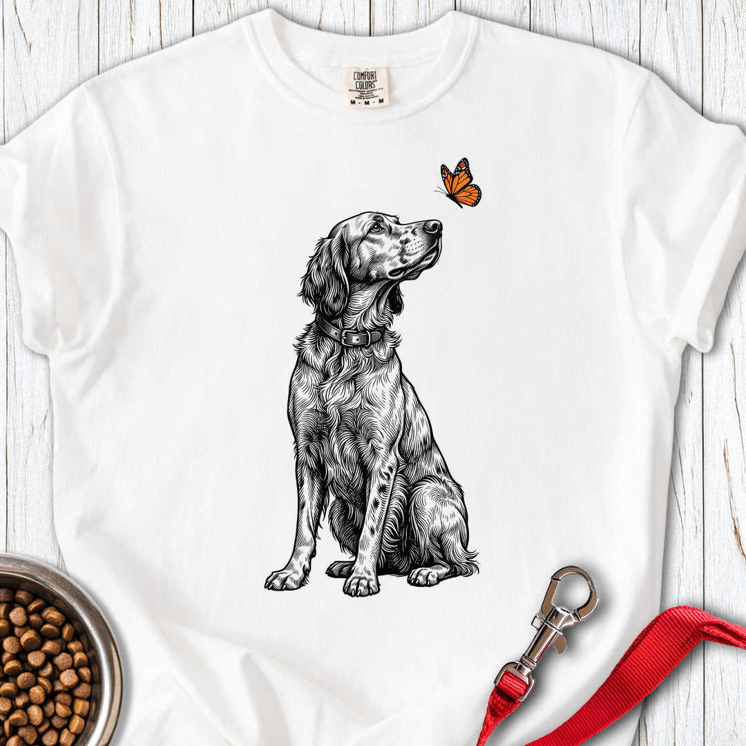 English Setter Butterfly Premium Tee — White