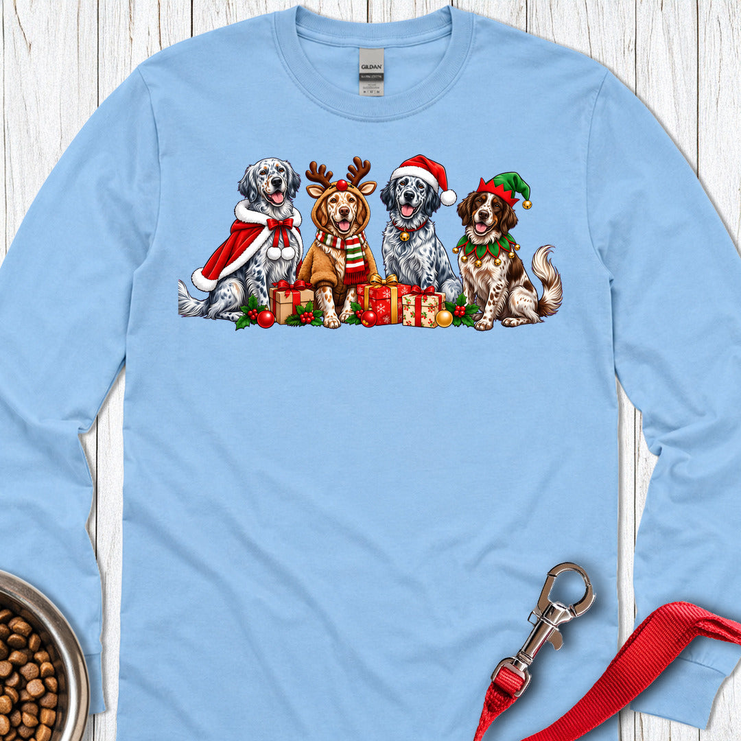 English Setter Christmas Group Long Sleeve — Carolina Blue
