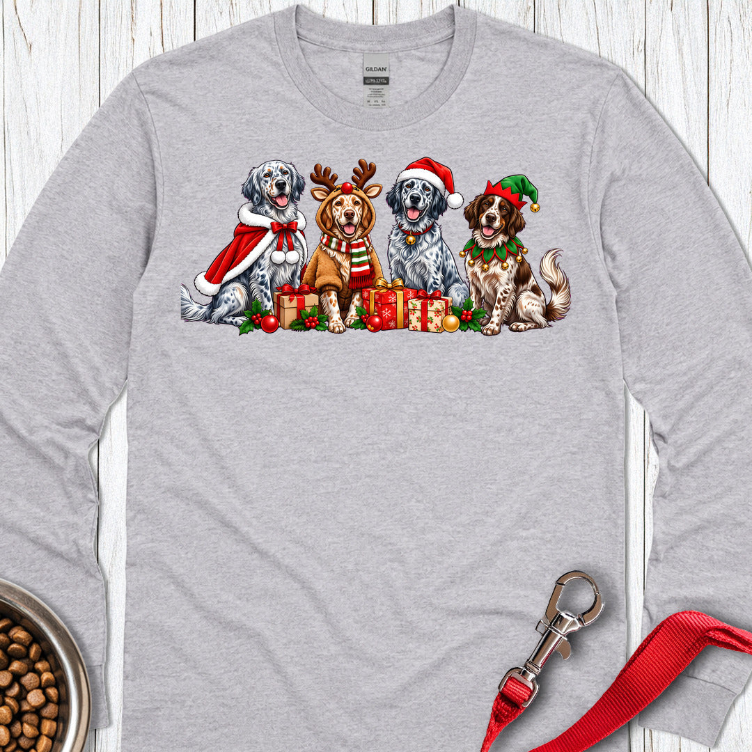 English Setter Christmas Group Long Sleeve — Sport Grey