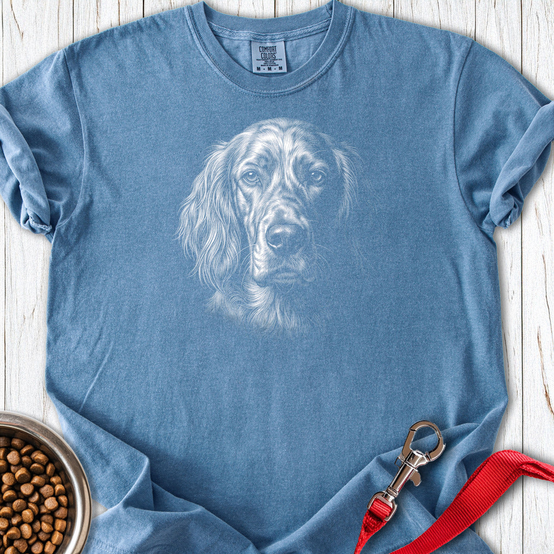 English Setter Engraved Premium Tee — Blue Jean