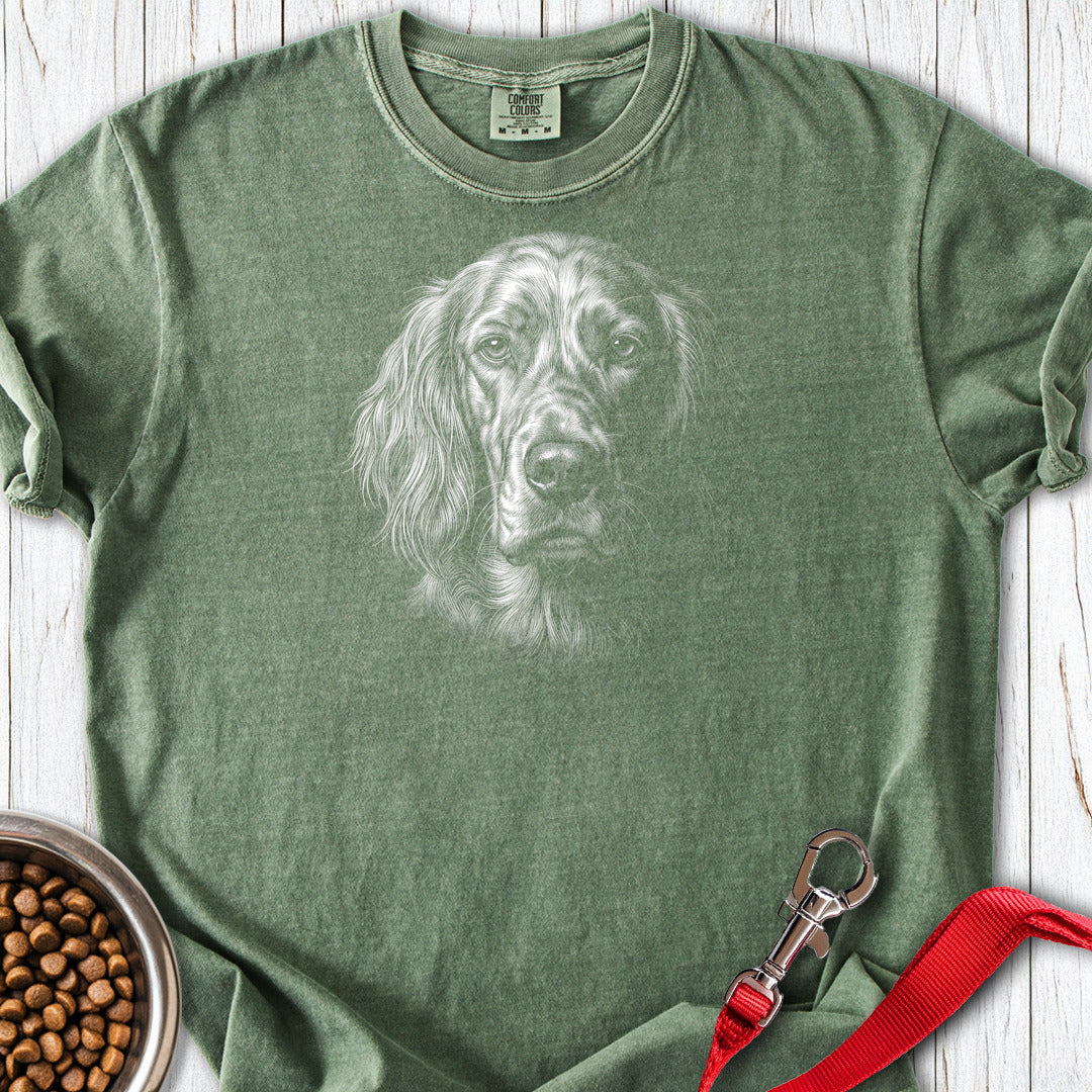 English Setter Engraved Premium Tee — Moss
