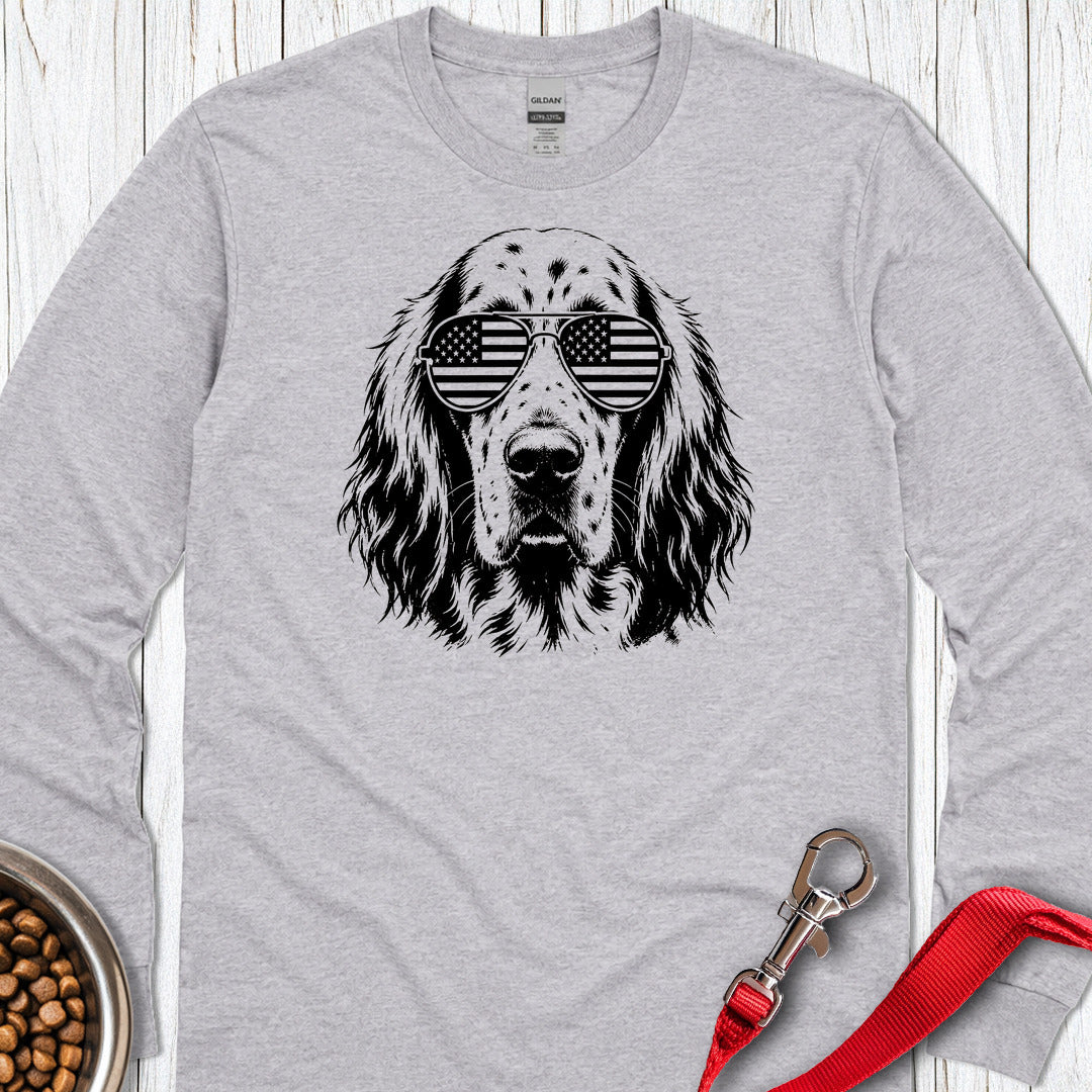 English Setter Flag Shades Long Sleeve — Sport Grey