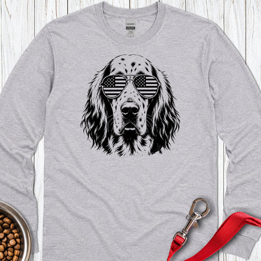 English Setter Flag Shades Long Sleeve Sport Grey
