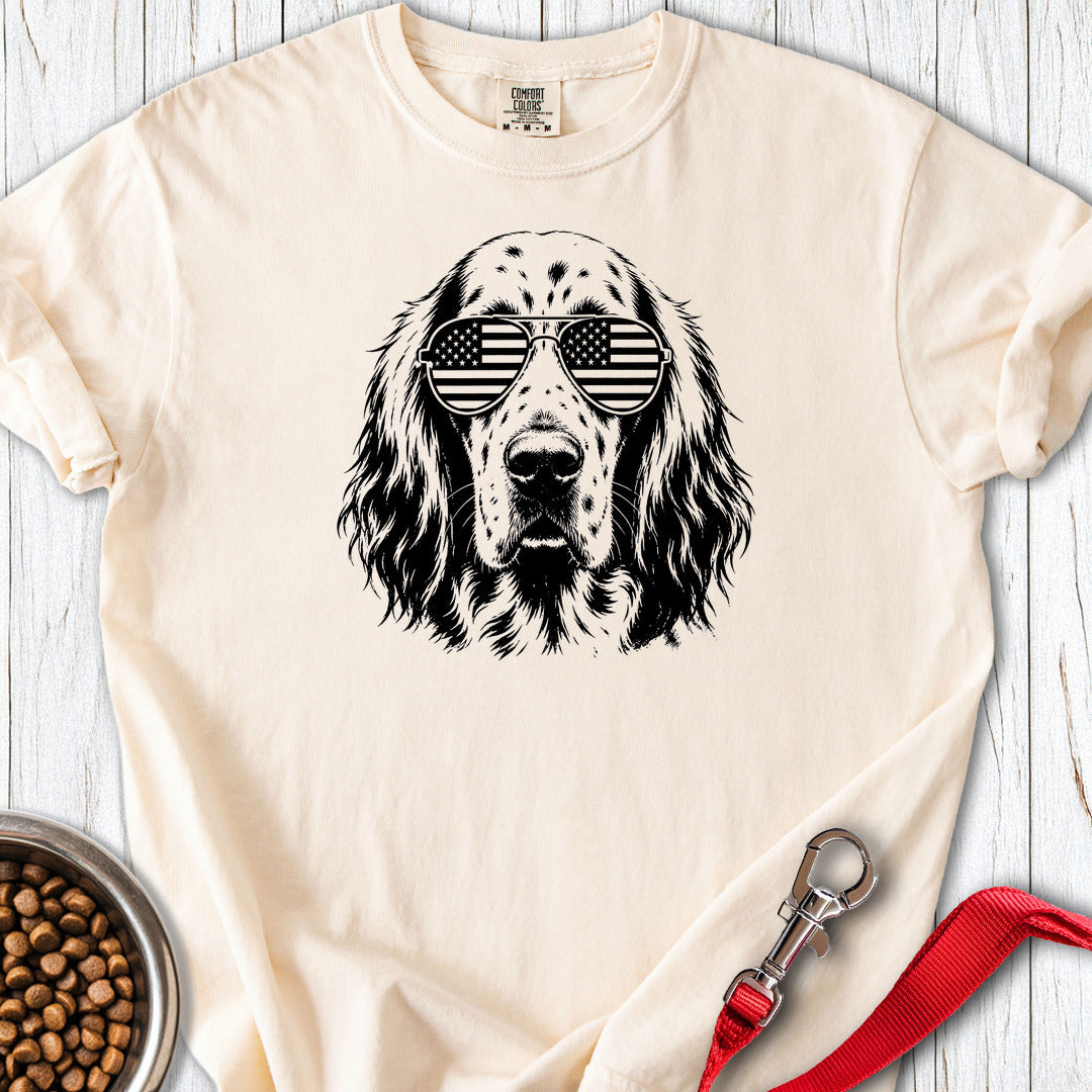 English Setter Flag Shades Premium Tee — Ivory