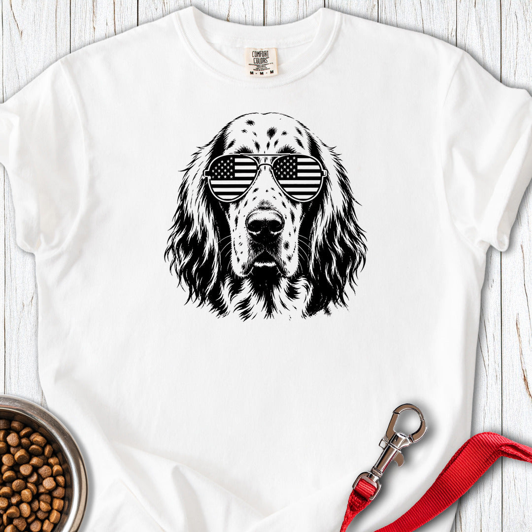 English Setter Flag Shades Premium Tee — White
