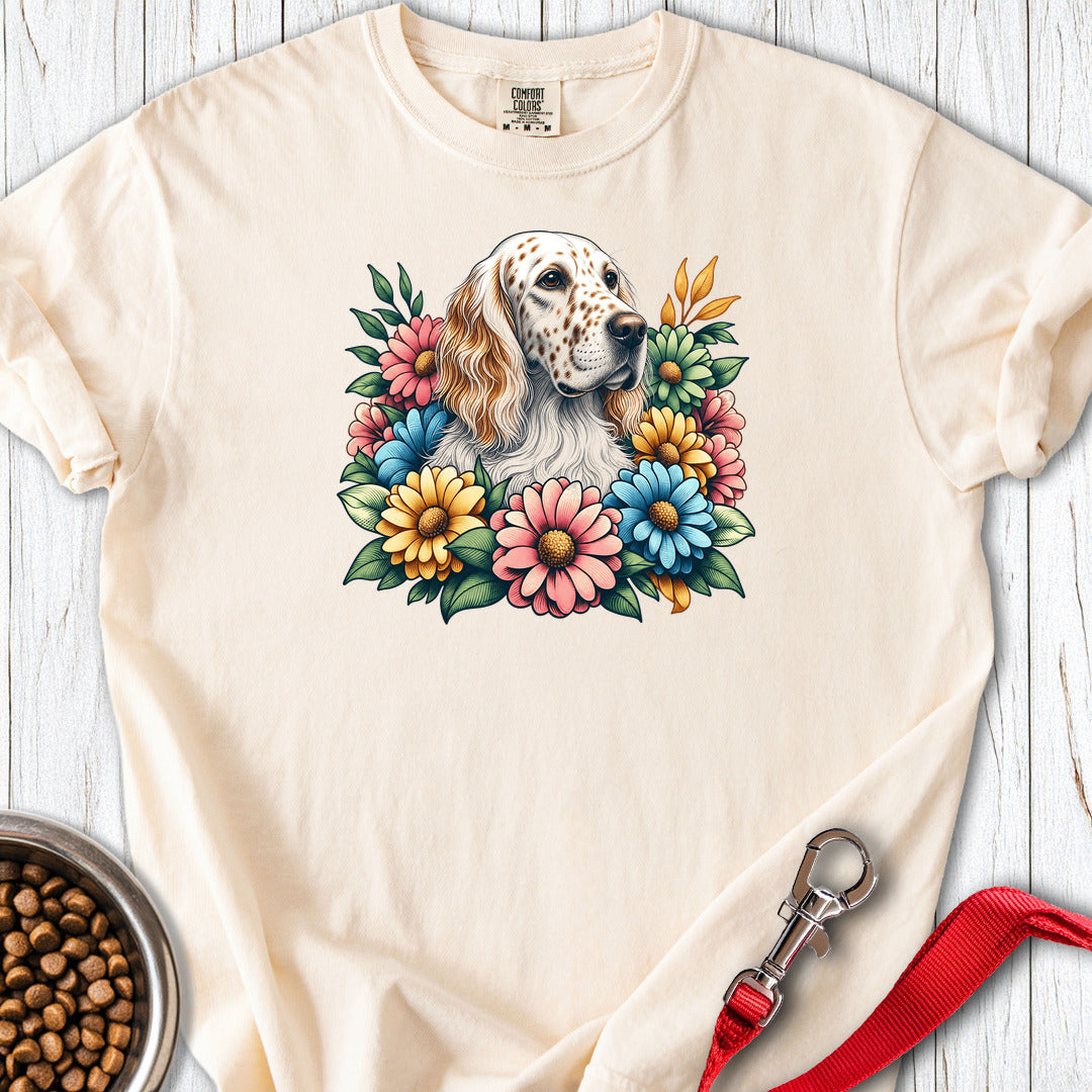 English Setter Flower Wreath Premium Tee — Ivory