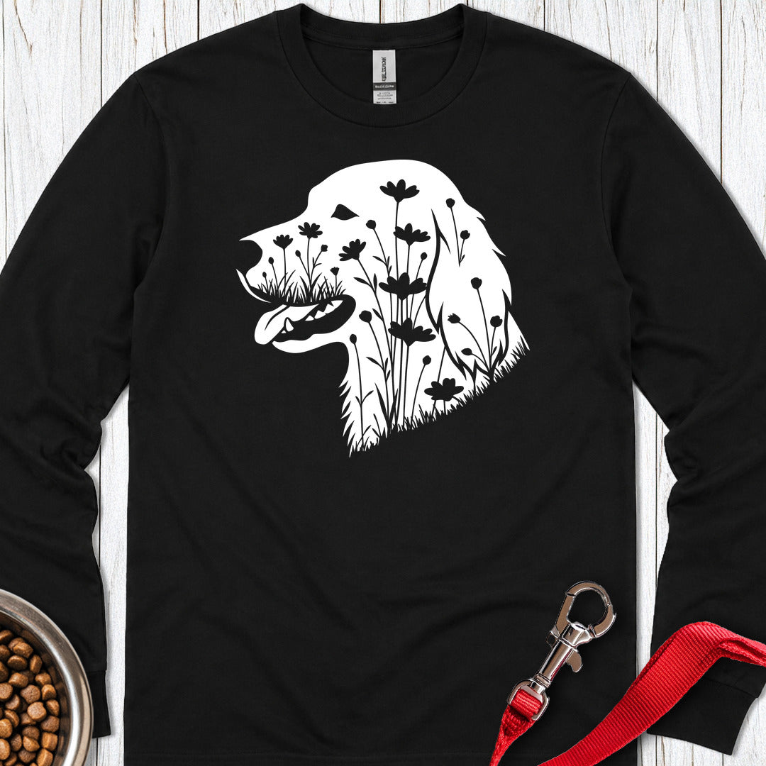 English Setter Flowers Long Sleeve — Black