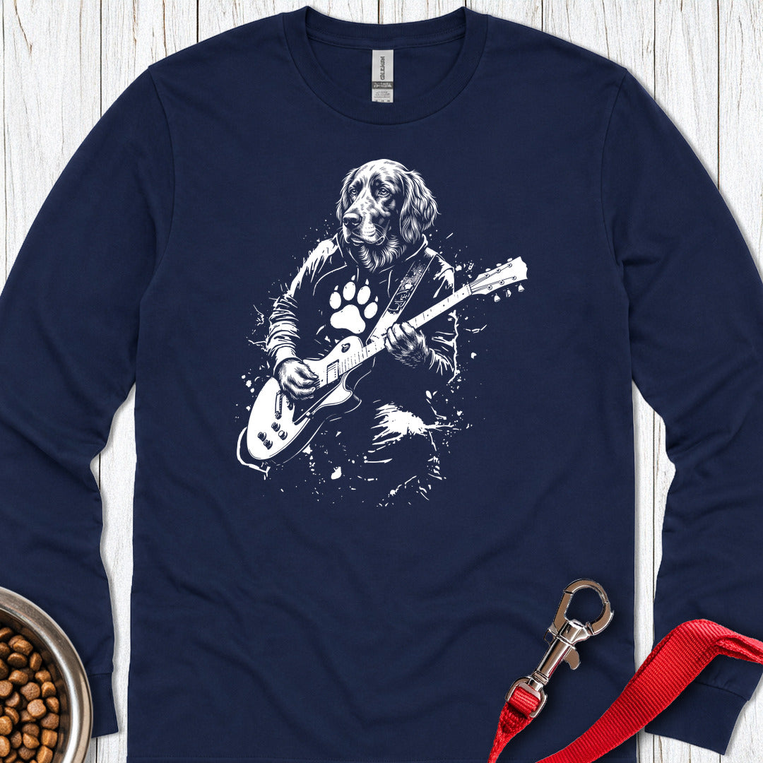 English Setter Guitar Long Sleeve — Navy
