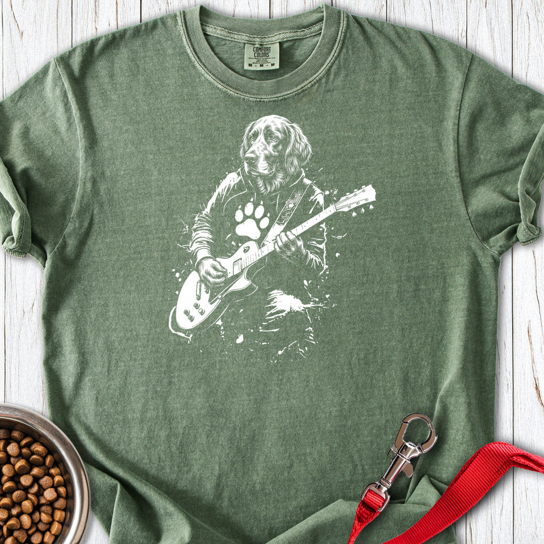 English Setter Guitar Premium Tee — Moss