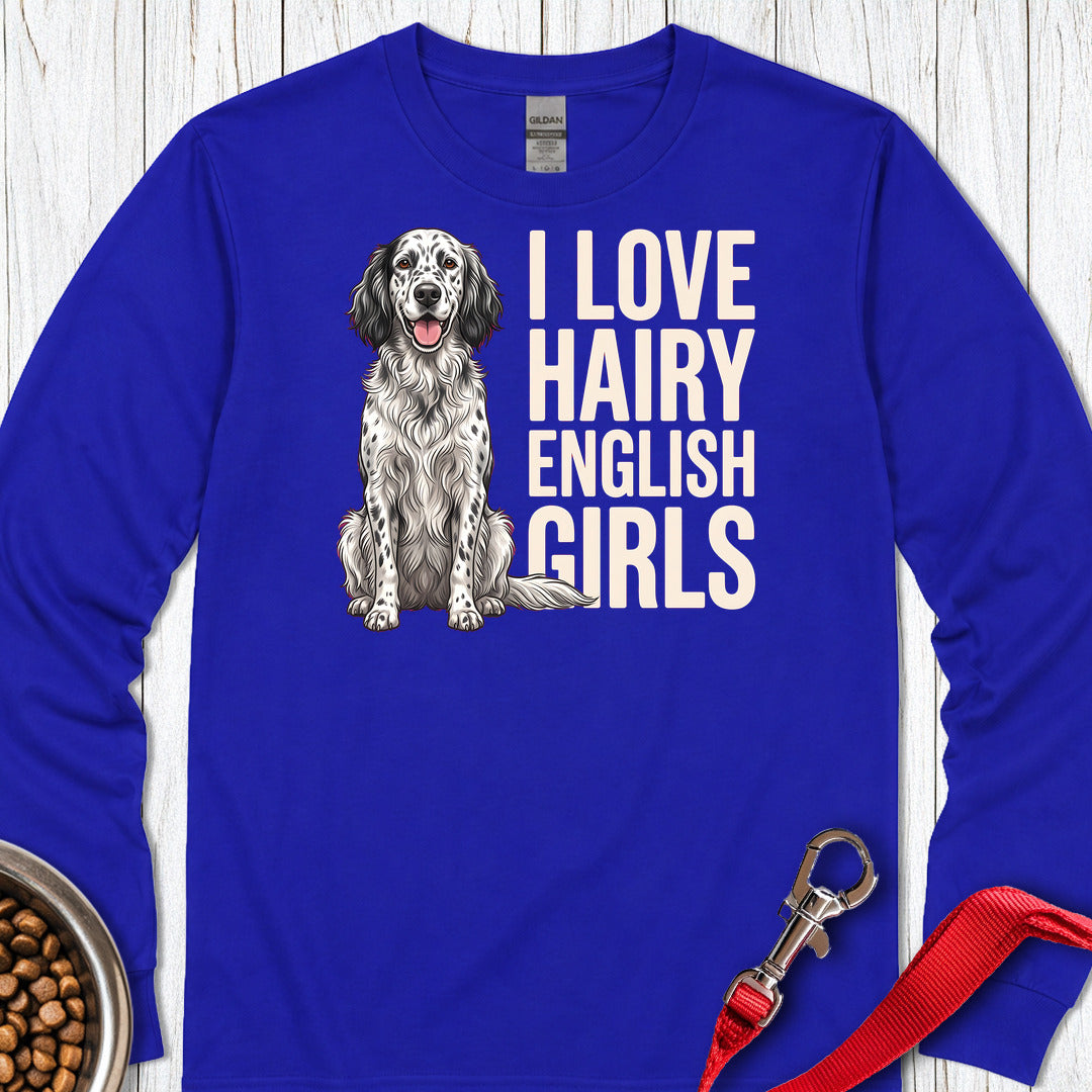 English Setter Hairy Girls Long Sleeve — Royal