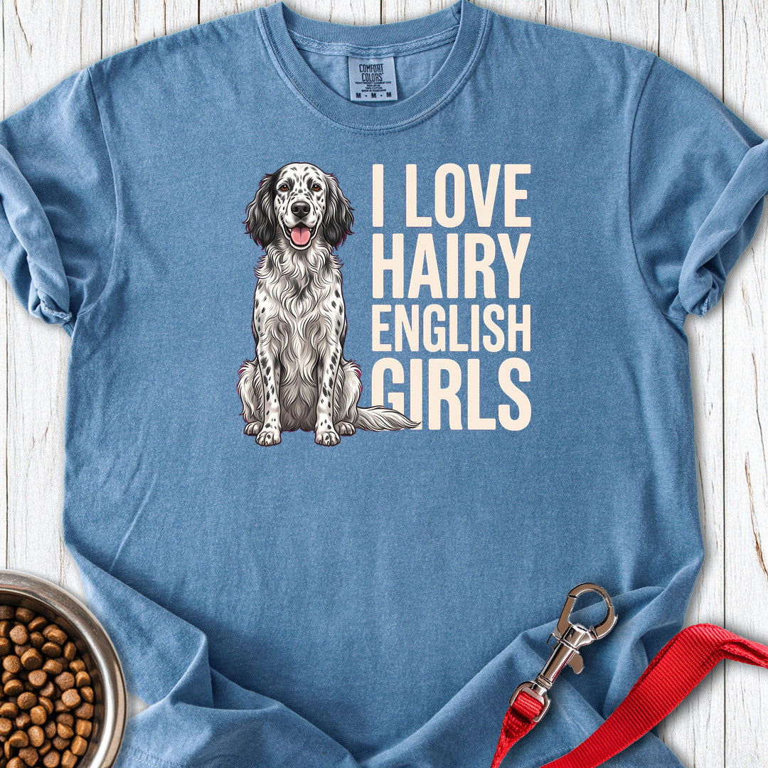 English Setter Hairy Girls Premium Tee Blue Jean
