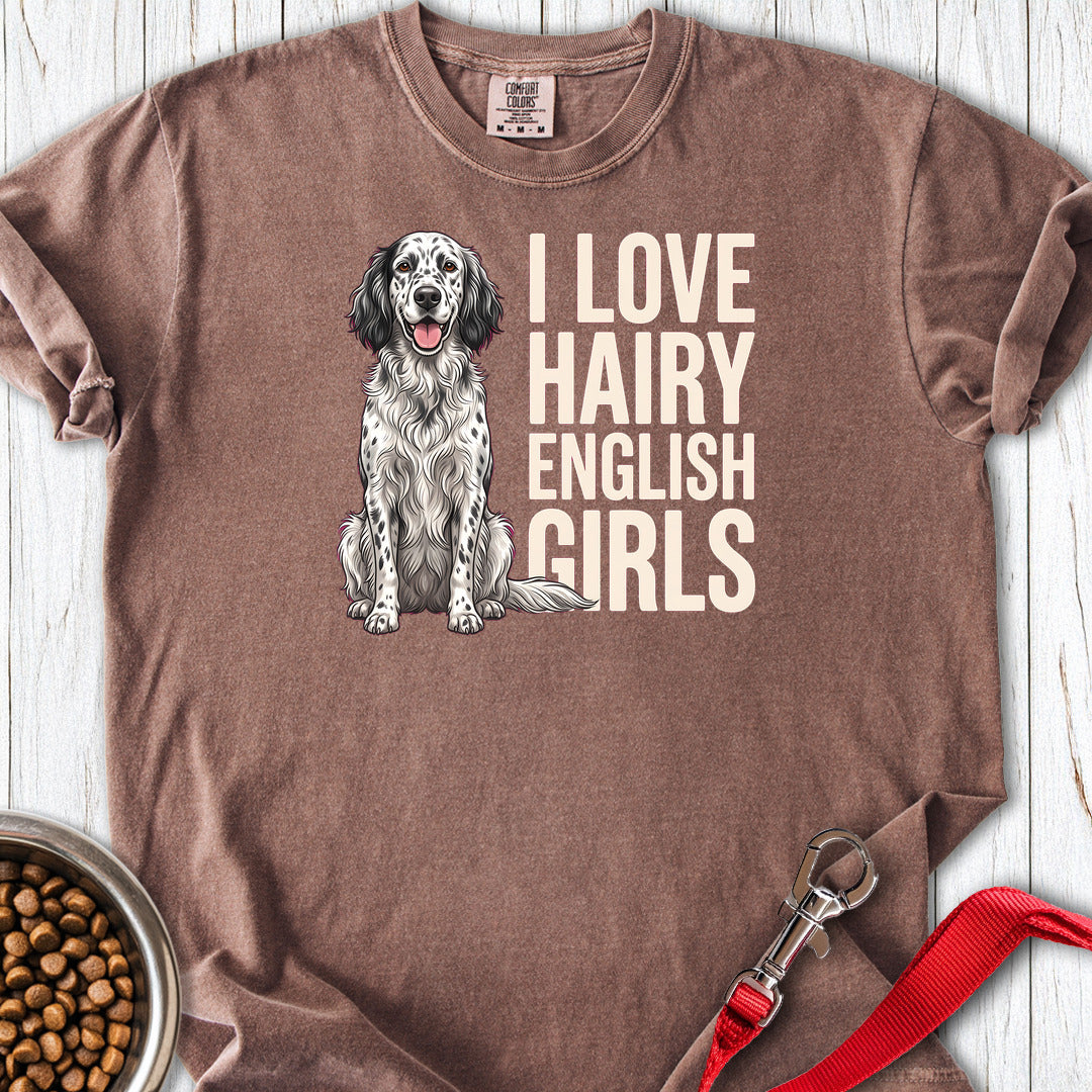 English Setter Hairy Girls Premium Tee Espresso