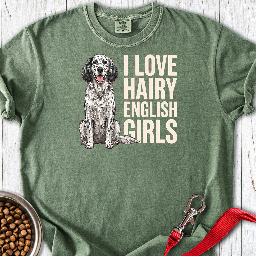 English Setter Hairy Girls Premium Tee Moss