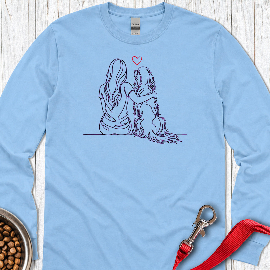 English Setter Hug Long Sleeve — Carolina Blue