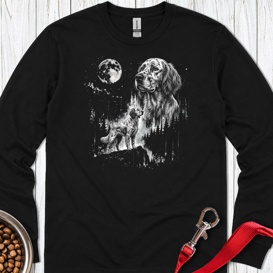 English Setter Moonlight Long Sleeve — Black