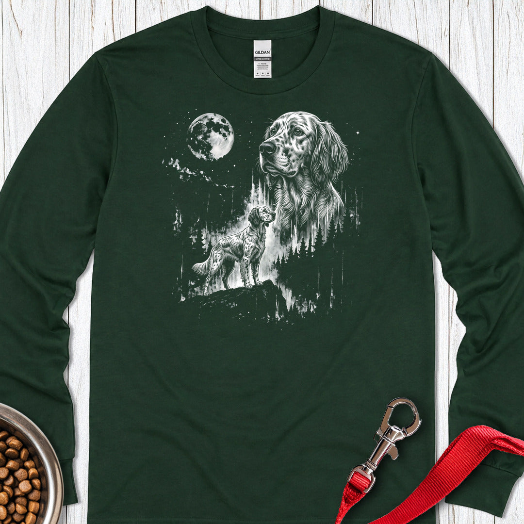 English Setter Moonlight Long Sleeve — Forest Green