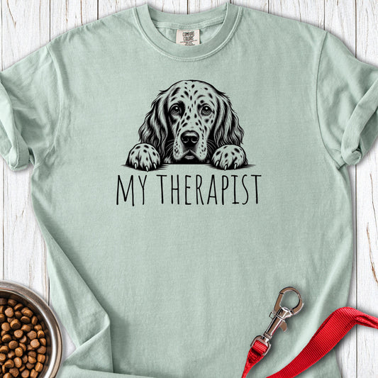 English Setter My Therapist Premium Tee — Bay