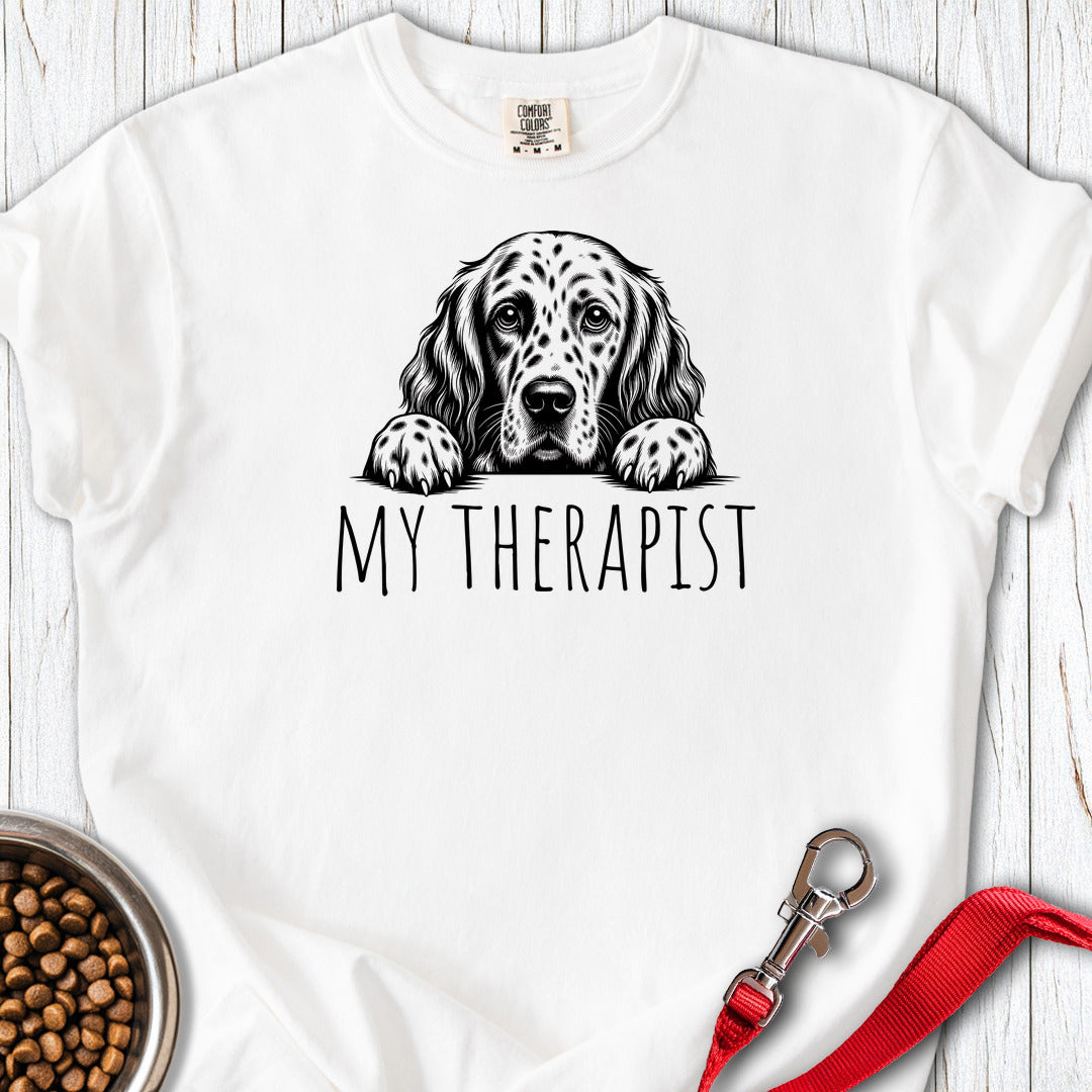 English Setter My Therapist Premium Tee — White