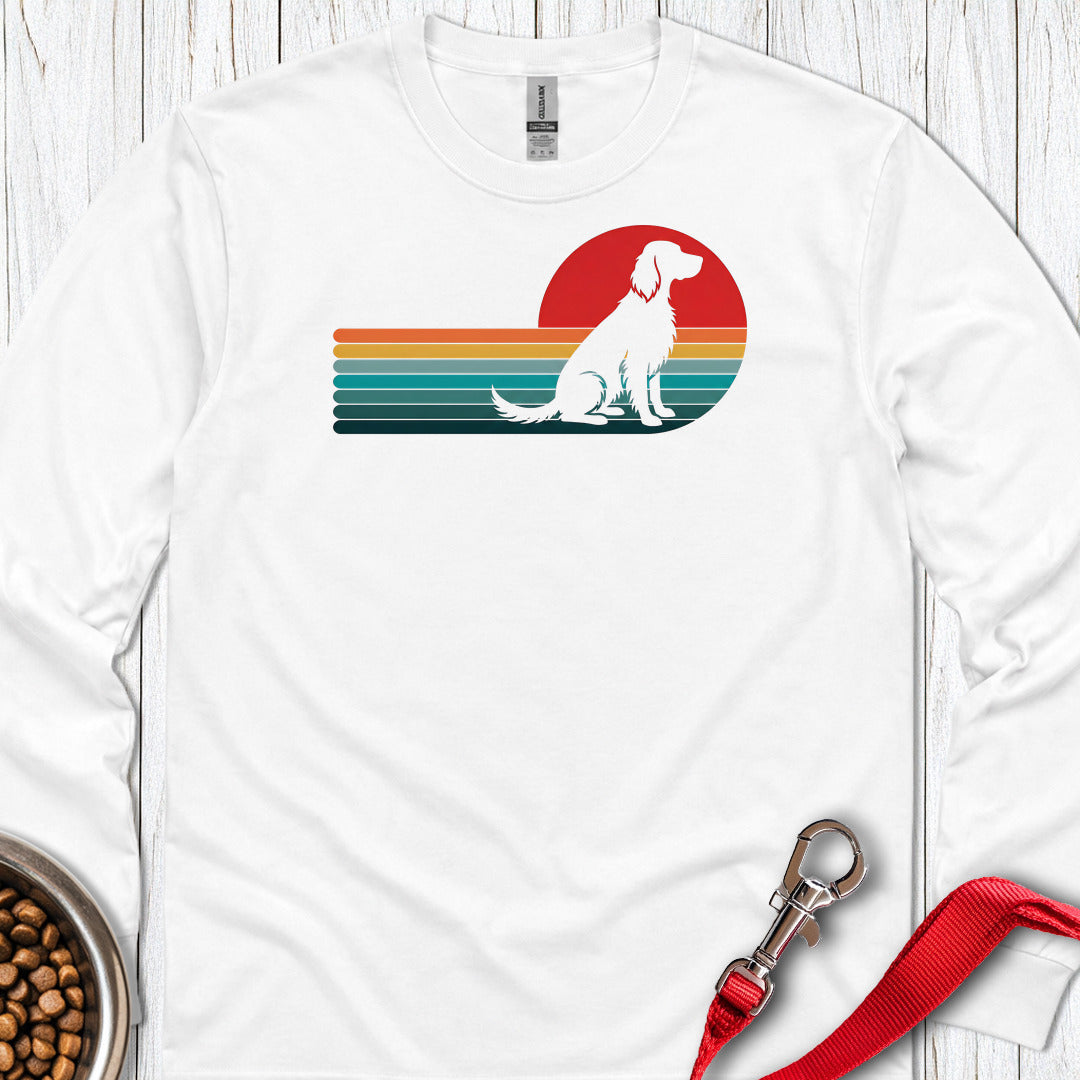 English Setter Retro Sunset Long Sleeve — White