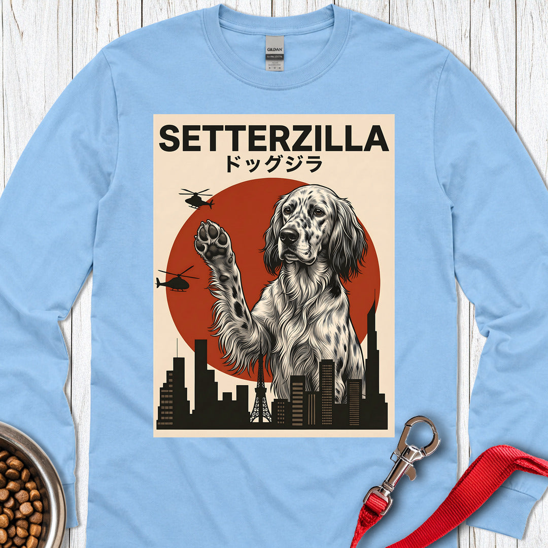 English Setter Setterzilla Long Sleeve — Carolina Blue