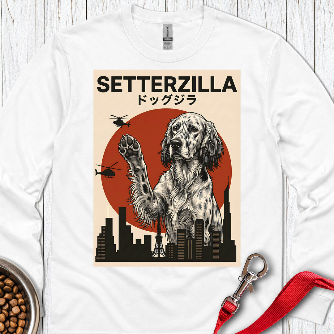 English Setter Setterzilla Long Sleeve — White