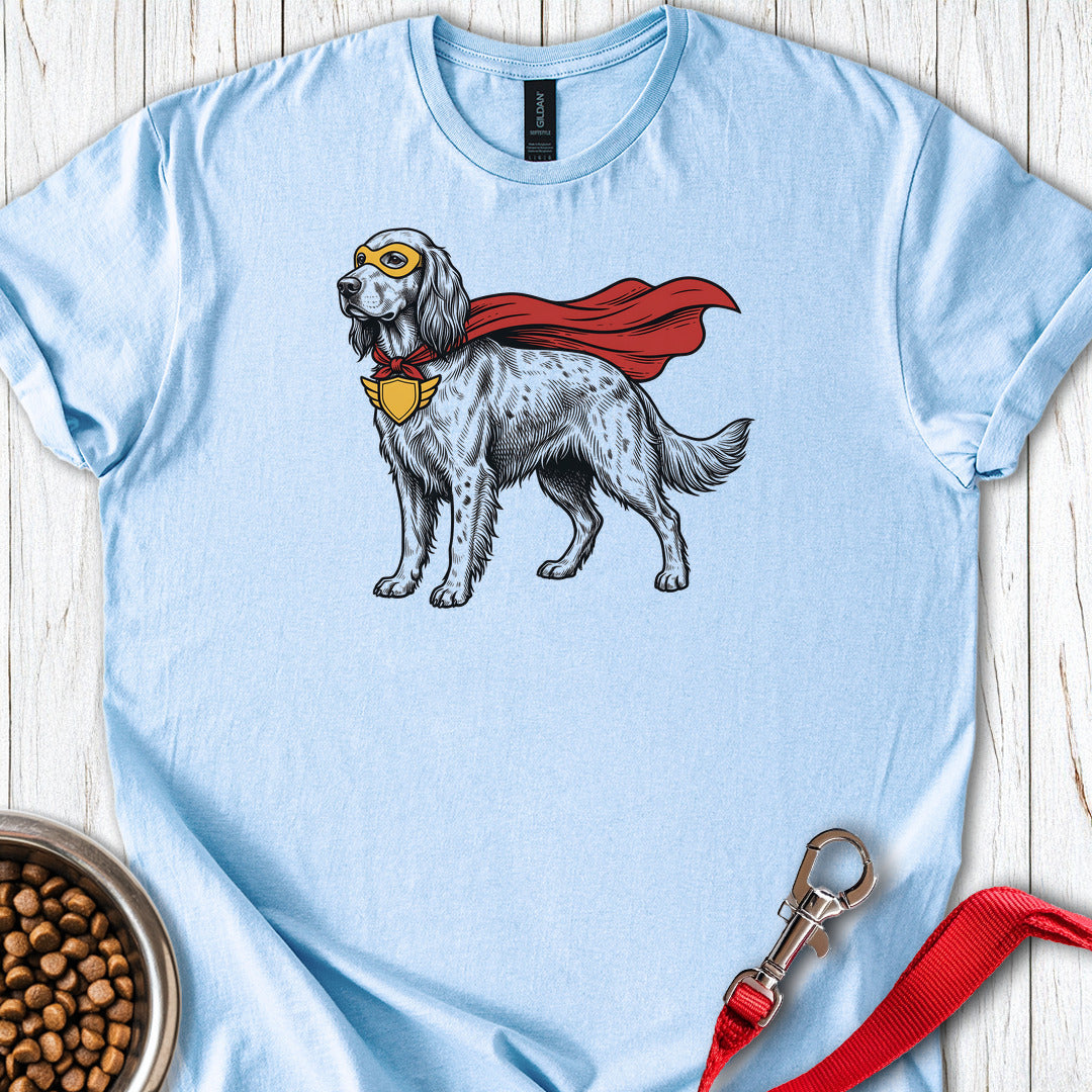 English Setter Superhero — Light Blue
