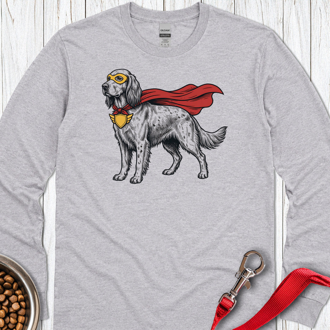 English Setter Superhero Long Sleeve — Sport Grey