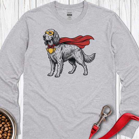 English Setter Superhero Long Sleeve Sport Grey