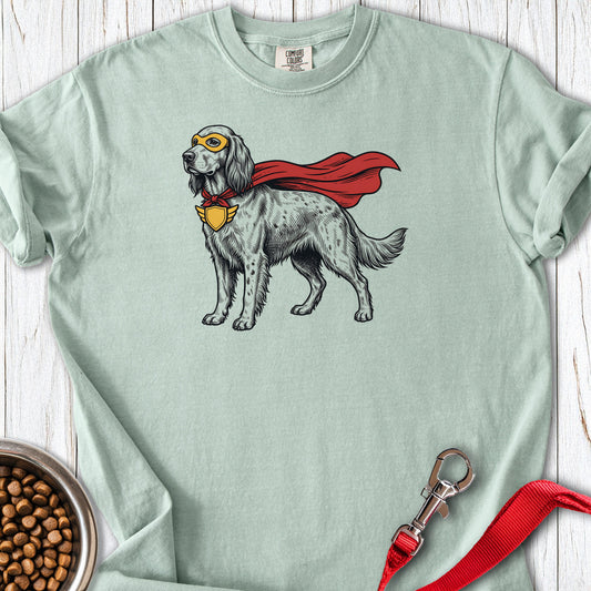 English Setter Superhero Premium Tee — Bay